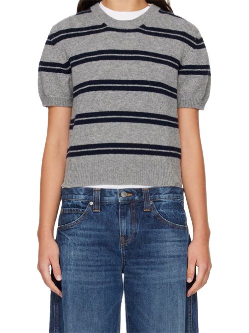 Wicklow stripe t-shirt &DAUGHTER | HKN03885SFLANNELGREY WITH NAVY